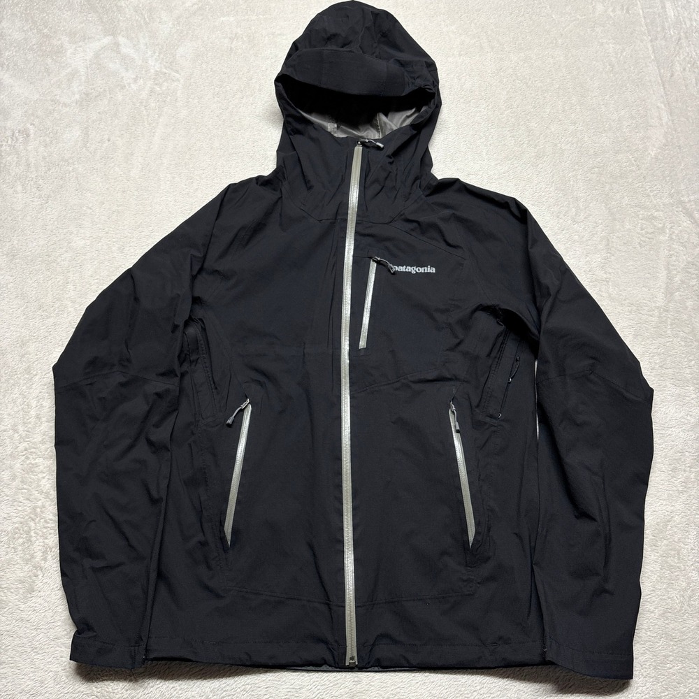 Patagonia Mens S Stretch Rainshadow Jacket Black Hooded Running Full Zip H2No